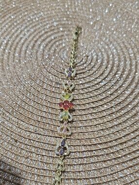 Gold-Tone Multicolor Crystal Floral Bracelet